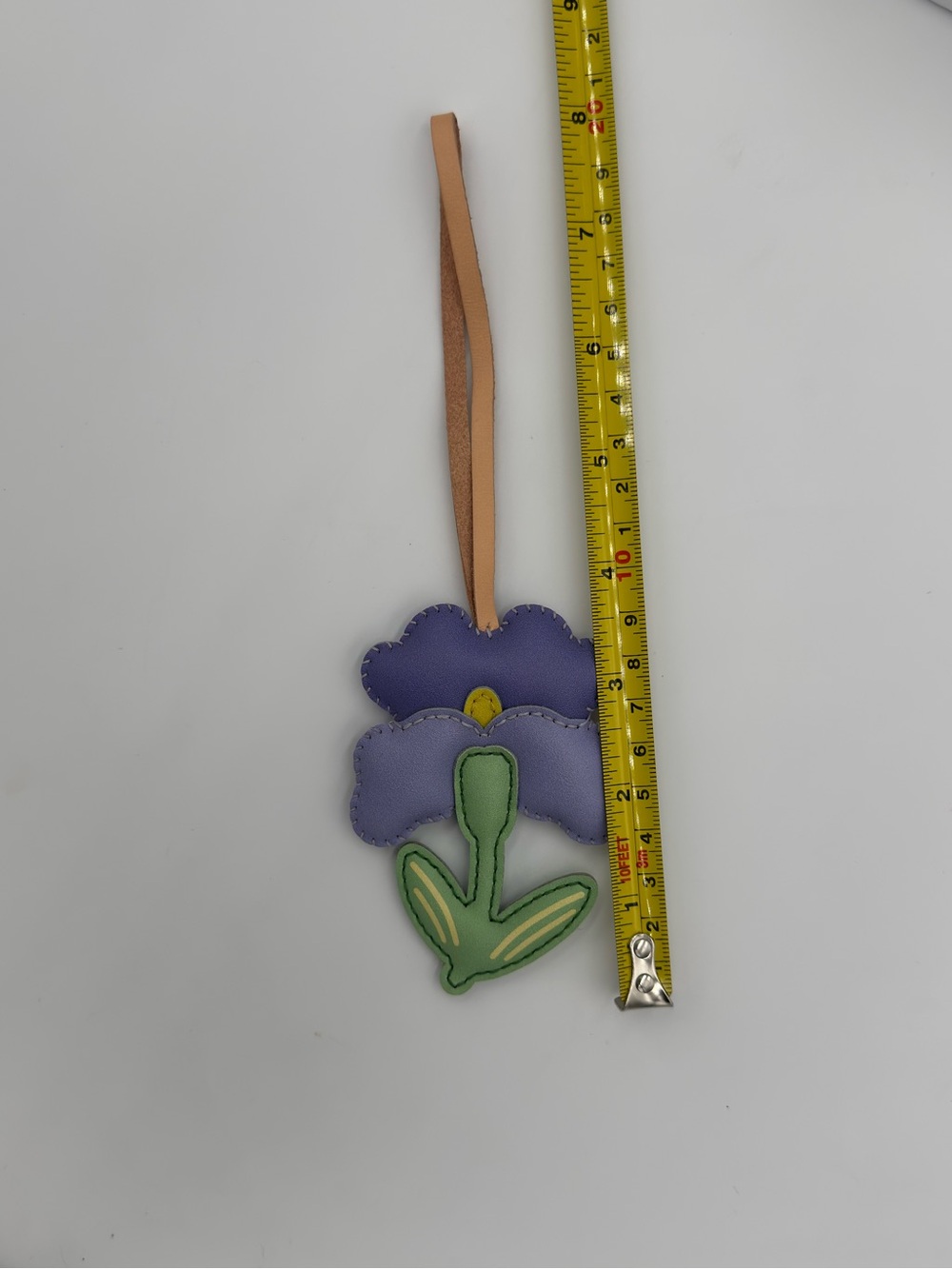 Purple Iris Flower Vegan Leather Hanging Charm - Signed NWOT - Picture 5 of 5